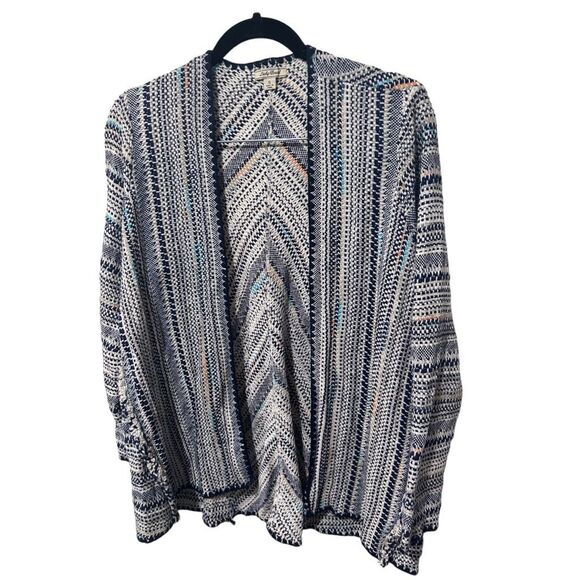 Lucky Brand Tan Chunky Knit Western Cardigan Sweater Size M Fall Cozy Boho - Picture 3 of 8